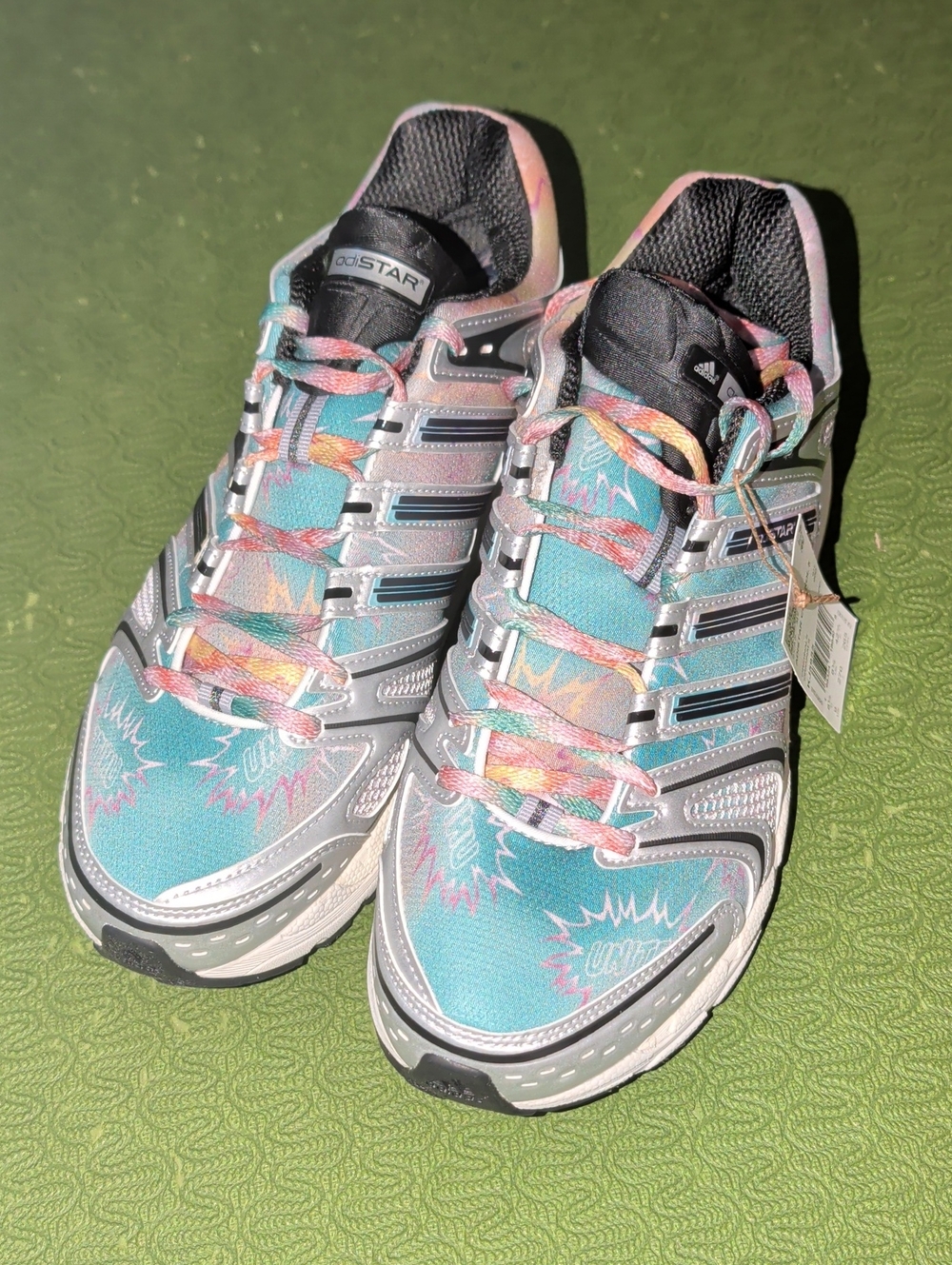 adidas Women's Teal Multicolor Graphic Running Sneakers Size 10.5 W or 9 M